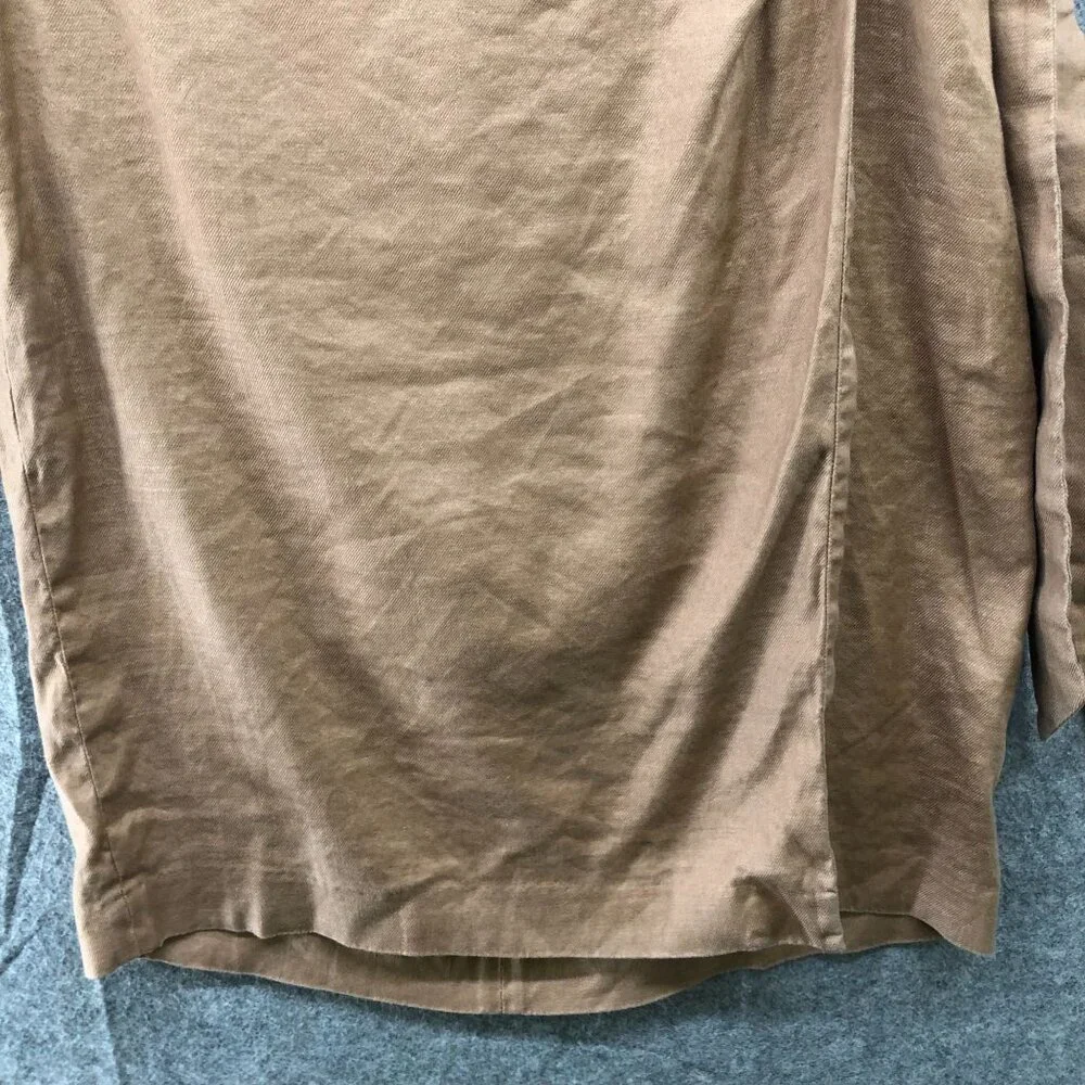 White House Black Market Linen Blend‎ Wrap Skirt Size 10 Tan Brown Pencil WHBM